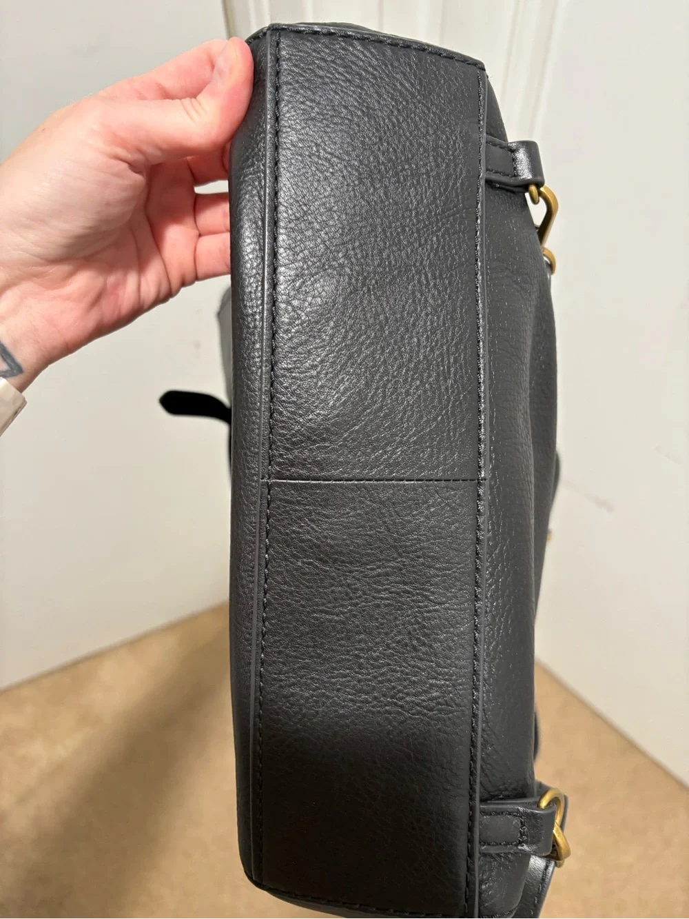 Fossil Black Leather Tote Backpack